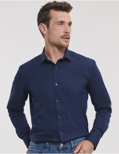 RUS-0R960M0-Men's Long Sleeve Fitted Ultimate Stretch Shirt